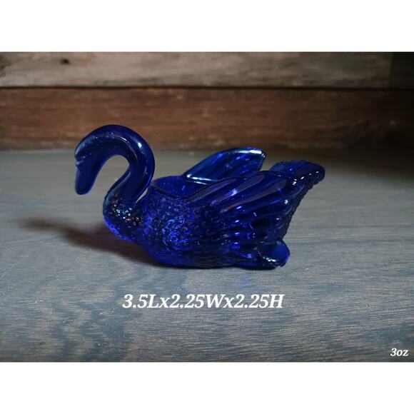 Vintage Miniature Cobalt Blue Swan Open Salt Cellar Dish - Picture 1 of 4